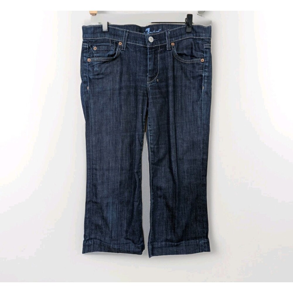 Seven For All Mankind Dojo Crop Jeans Womens 28 Blue Denim Designer Preppy